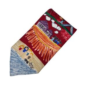 Save the Children Tie Mens Red Silk Kids Art Novelty Beach Playground USA 90s